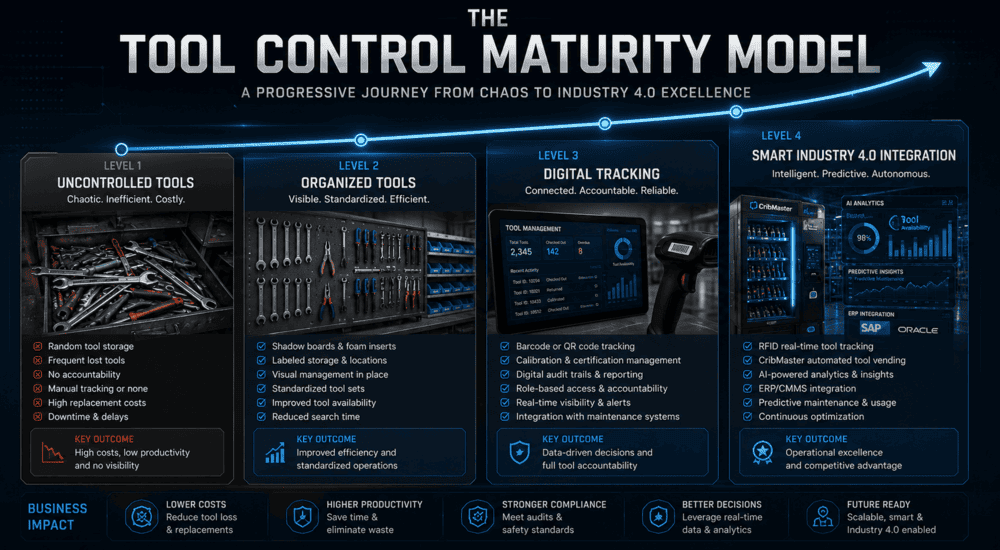 8 TOOL CONTROL MATURITY MODEL INFOGRAPHIC